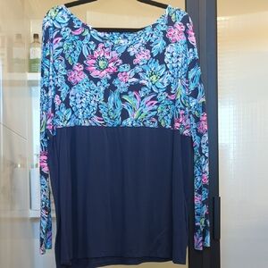 Lilly Pulitzer Floral Print Top - Blue and Pink